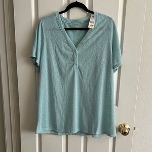Lane Bryant Light Green Short Sleeve Top